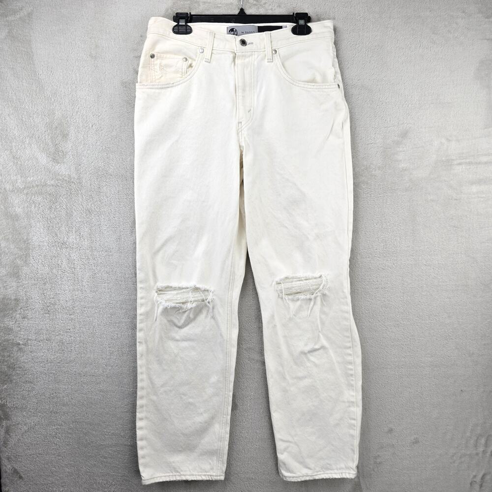 Levis Silver Tab 94 Baggy Jeans Womens 30 (Fits 32x30) White Distressed Denim